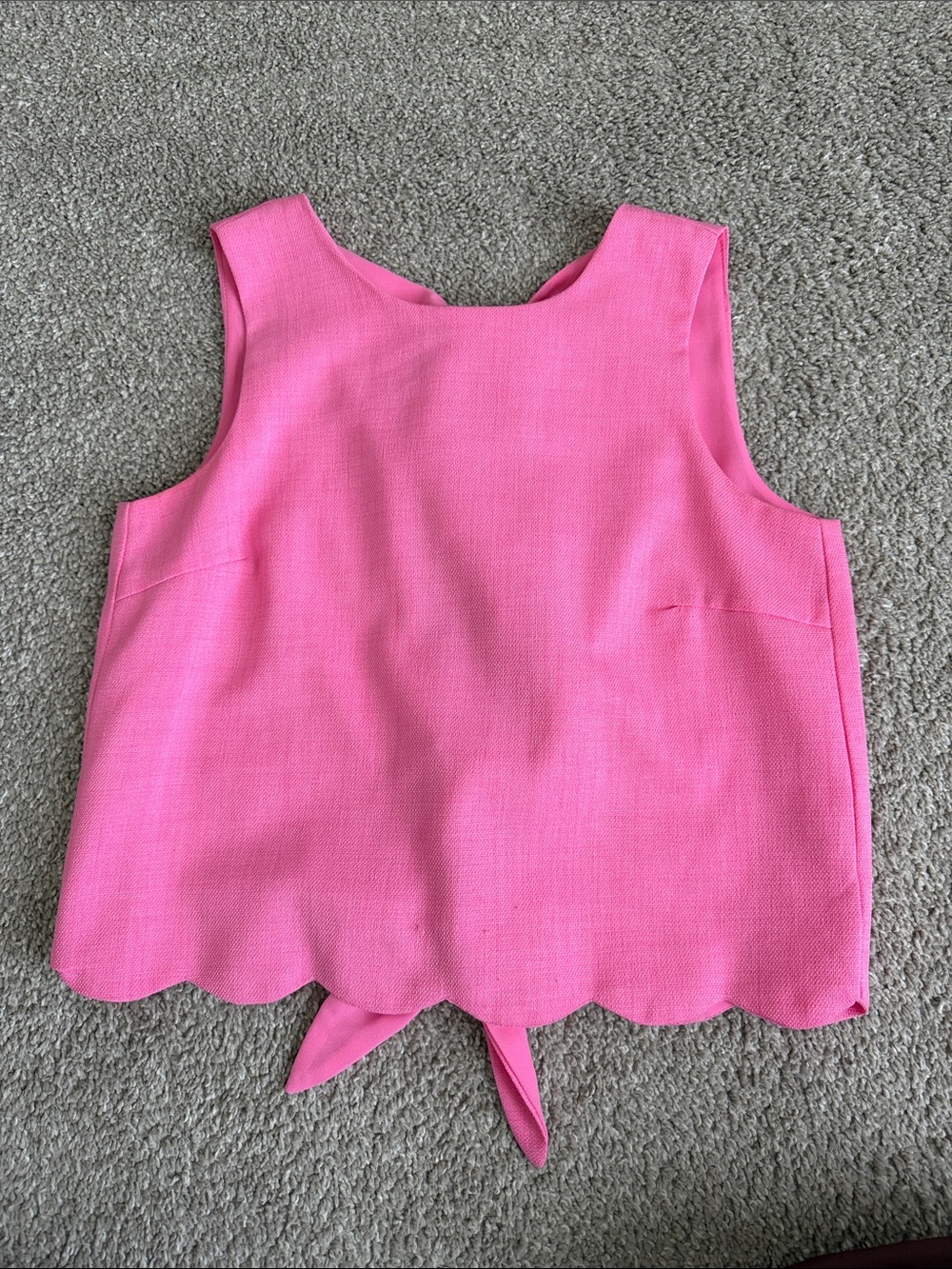 Sugarlips Hot Pink Scallop Hem Tank Top Bow Back XS